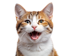 happy and cute cat laughing isolated on white background PNG