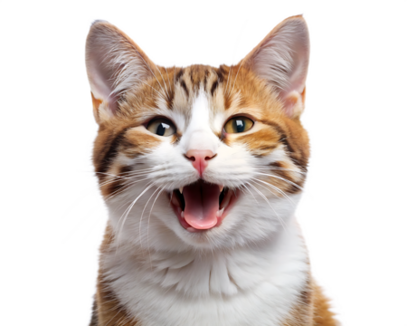 happy and cute cat laughing isolated on white background PNG