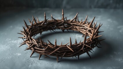 Fototapeta premium Wooden Crown of Thorns set against a background of space and spirituality