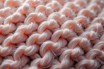 Obraz premium Close-up of soft pink knit pattern with fluffy texture
