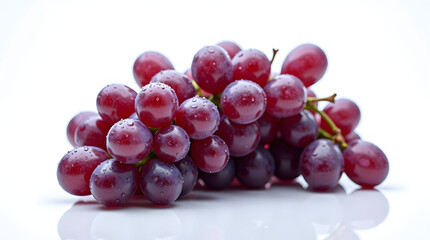 Fototapeta premium A cluster of plump, juicy purple grapes with delicate, glistening dewdrops scattered across their skin, realistically rendered with subtle,