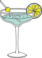Alcohol drink, margarita cocktail, Champagne vector