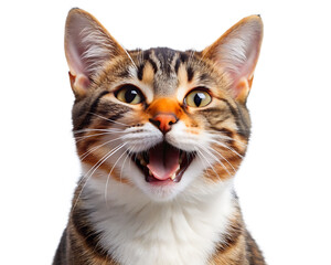 happy and cute cat laughing isolated on white background PNG