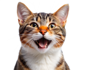 happy and cute cat laughing isolated on white background PNG