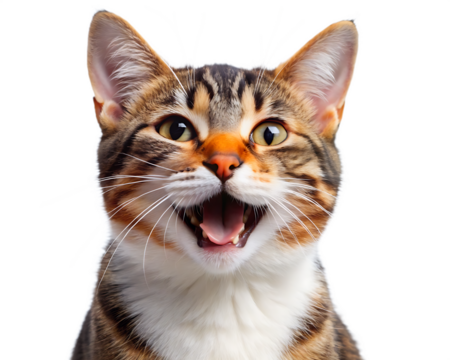 happy and cute cat laughing isolated on white background PNG