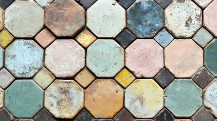 Colorful Octagonal Tile Mosaic Pattern Texture