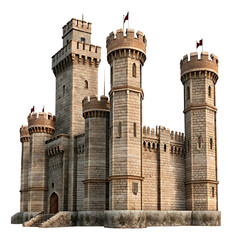 Obraz premium medieval castle isolated on white background PNG