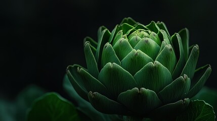 Fototapeta premium A detailed close up of a vibrant green artichoke plant