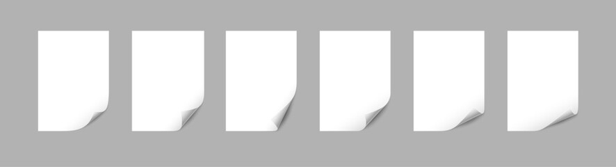 Vector Illustration Background Collection of White Paper Sheets with Curled Corners for Minimalist Presentations