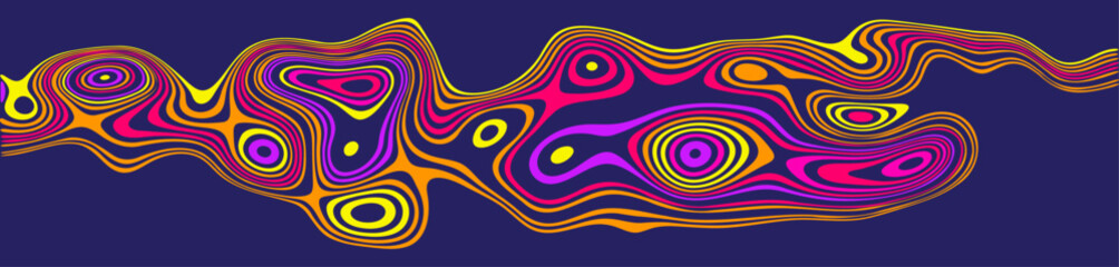 Vivid Abstract Vector Background Featuring Colorful Swirling Contour Lines with a Psychedelic Style, Perfect for Creative Design Applications and Artistic Exploration