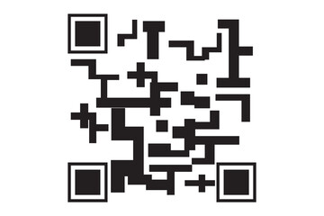 scan icon and QR code on white background, vector illustration.