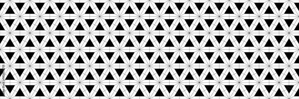 Aufkleber horizontal outline hexagon with black triangle design for pattern and background.