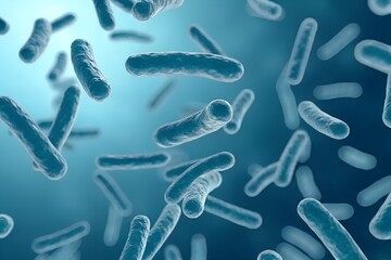 Microscopic View of Probiotics 3D Illustration of Lactobacillus Bacteria and Gut Health Concept

