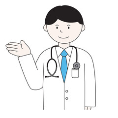 説明する男性医師のイラスト