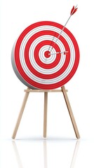 Target with arrow standing on tripod goal achievement concept vector illustration isolated on white background 