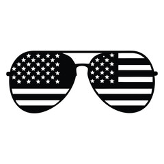 USA flag aviator sunglass black silhouette vector Design