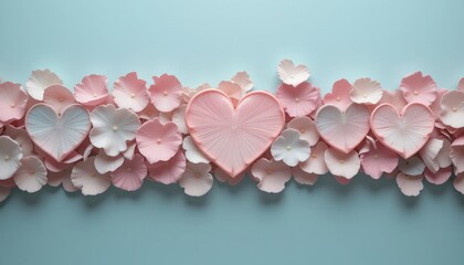 Obraz premium Heart-shaped petals arrangement soft background decorative art romantic environment close-up view love concept