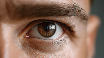 Intense Gaze:  A captivating close-up image revealing the intricate details of a single, focused human eye, conveying intense concentration and determination. The pupil is dilated.