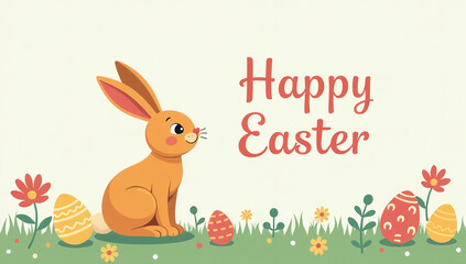 Fototapeta premium colorful easter greeting featuring happy bunny vector