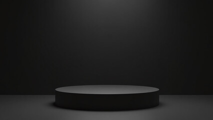 elegant black cube podium features spotlighting luxury product placement minimalist showcase