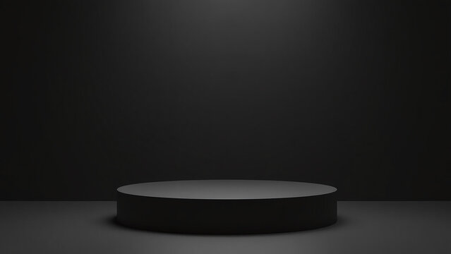 elegant black cube podium features spotlighting luxury product placement minimalist showcase