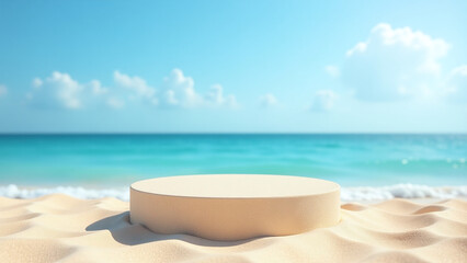 empty podium made sand beach