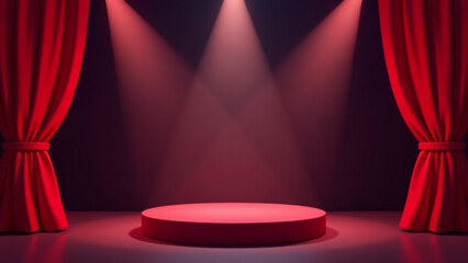 festive theater design includes red curtain spotlight vector template lights podium lively