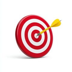3d dart hitting center target isolated on white background
