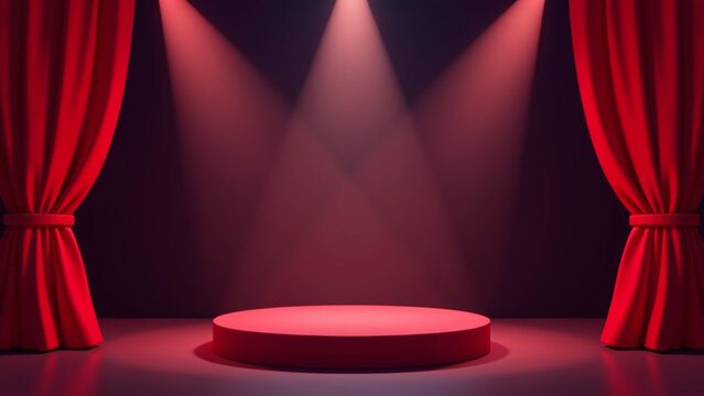 festive theater design includes red curtain spotlight vector template lights podium lively