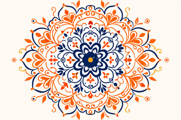 Floral seamless pattern with mandala and ornate leaf elements for vintage spring decor illustration