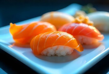 Nigiri Sushi set on a white background
