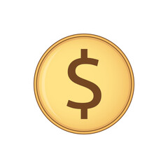 Gold Dollar coin illustration. Vector icon isolated on a white background