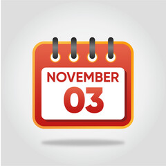 November 3 Calendar Illustration