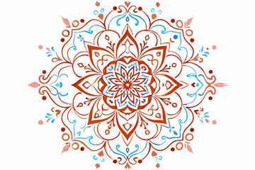 Abstract red floral pattern with ornamental mandala flower vector design