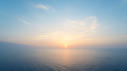 Serene Sunset over Calm Ocean: Peaceful Seascape Photography