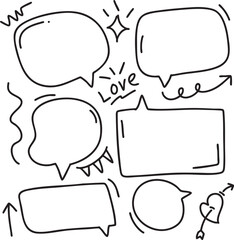 set different hand drawn element. Collection of arrows, crowns, circles, doodles and bubble on white background. Vector graphic design