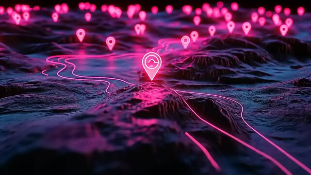 abstract digital map with glowing dots. glowing network and connected lines. 3 d rendering