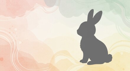 Obraz premium Rabbit Silhouette on Pastel Background