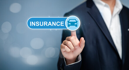 Professional Man Selecting Insurance Option for Car Coverage