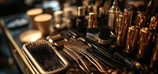 Gleaming grooming Barbers tools array