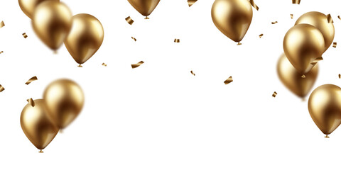 Banner template, vector background, beautiful design, golden watercolor 3d balloons illustration