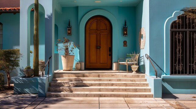 Elegant house facade with refined architectural details, embodying timeless sophistication and welcoming charm