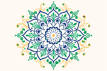 Abstract floral ornamental round pattern design with a vintage mandala decoration