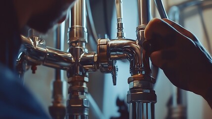 Plumber Installing or Repairing a Pipe Fitting