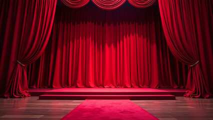 velvet curtains adorned majestic stage red carpet event