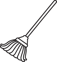 mop line art, black outline, vector and illustration, coloring book page line art drawing