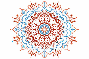 Red round floral mandala pattern vector design element