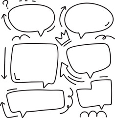 set different hand drawn element. Collection of arrows, crowns, circles, doodles and bubble on white background. Vector graphic design