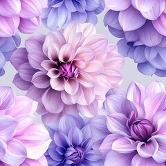 Obraz premium Stunning Close up of Lavender and Pink Dahlias Vibrant Floral Seamless Pattern Background