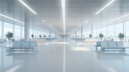 Fototapeta premium White hall at airport - modern architecture